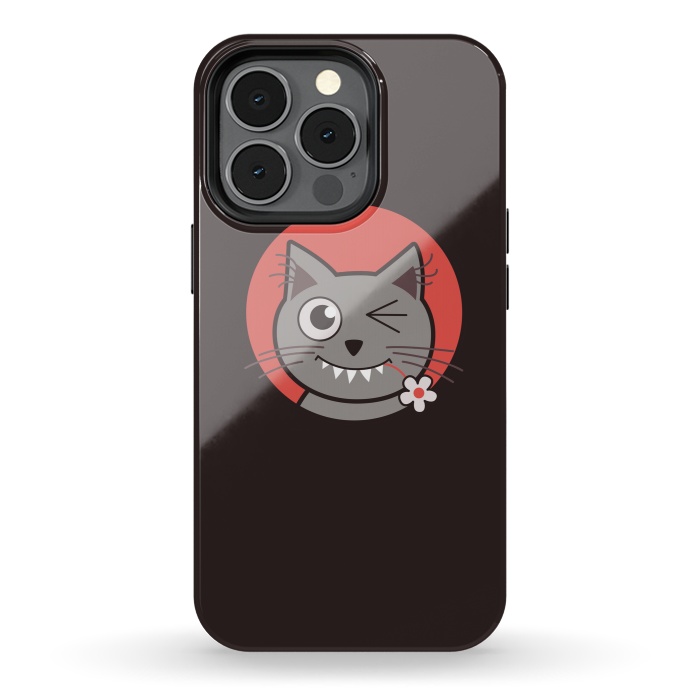 iPhone 13 pro StrongFit Cute Winking Kitty Cat by Boriana Giormova