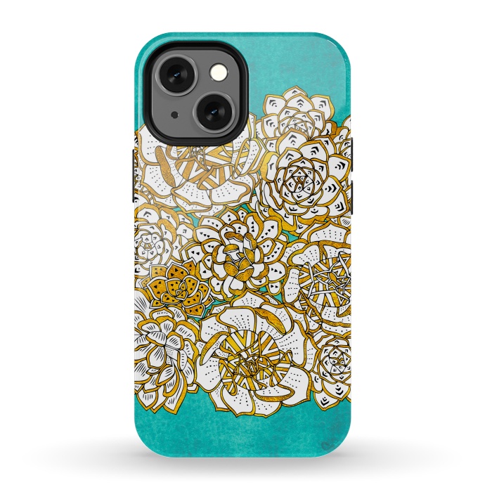 iPhone 13 mini StrongFit Bohemian Succulents by Pom Graphic Design