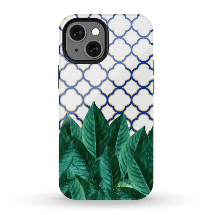 iPhone 13 mini StrongFit Leaves & Tiles by Uma Prabhakar Gokhale