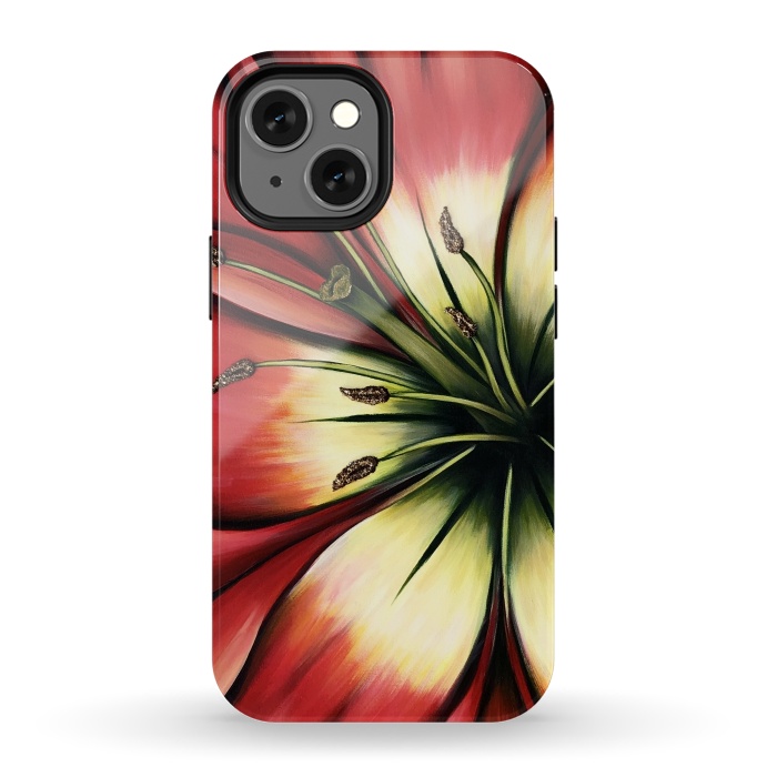 iPhone 13 mini StrongFit Red Lily Flower by Denise Cassidy Wood