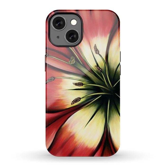 iPhone 13 StrongFit Red Lily Flower by Denise Cassidy Wood