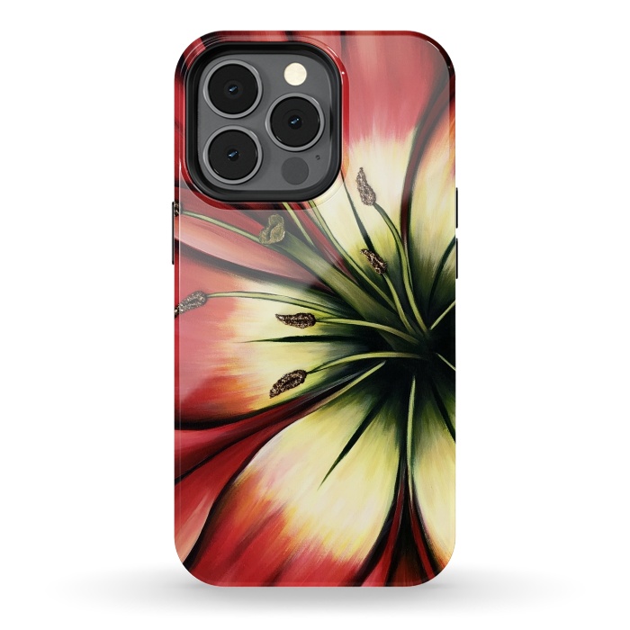 iPhone 13 pro StrongFit Red Lily Flower by Denise Cassidy Wood