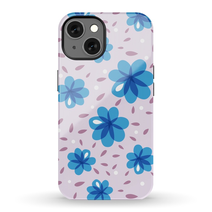 iPhone 13 StrongFit Gentle Blue Flowers Pattern by Boriana Giormova
