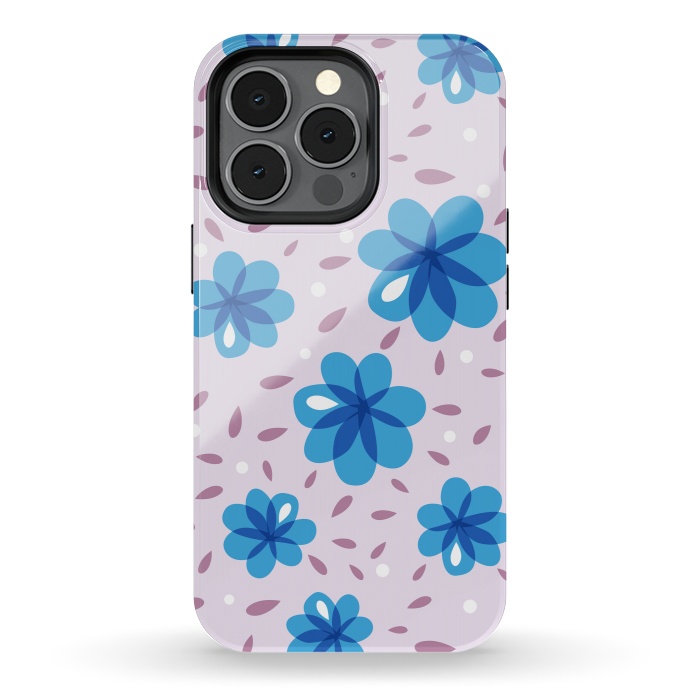 iPhone 13 pro StrongFit Gentle Blue Flowers Pattern by Boriana Giormova