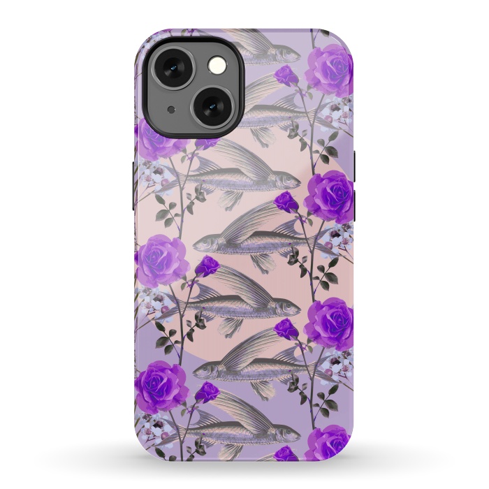 iPhone 13 StrongFit Floral Fishies (Purple) by Zala Farah