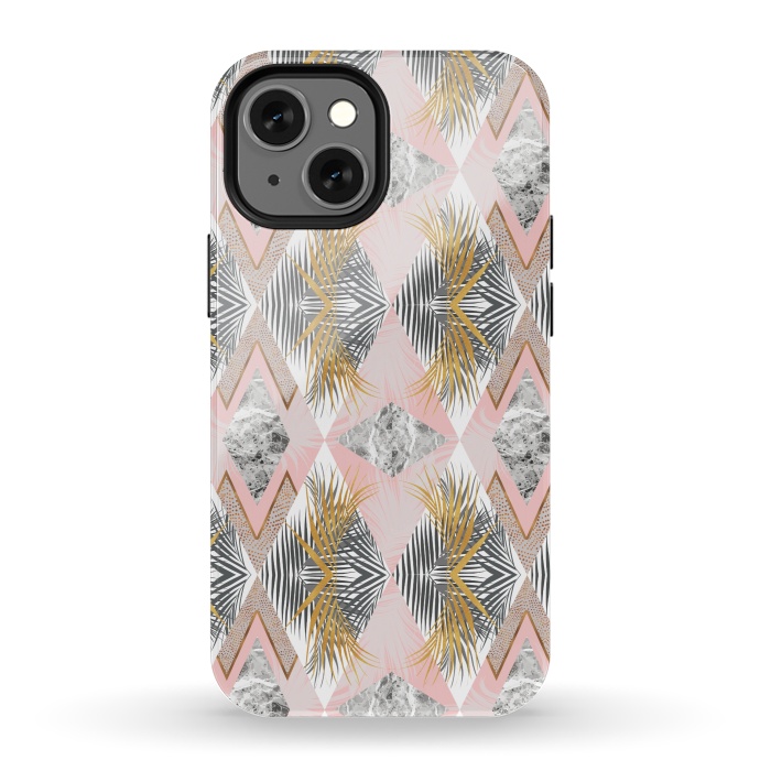 iPhone 13 mini StrongFit Marbled tropical geometric pattern II by Mmartabc