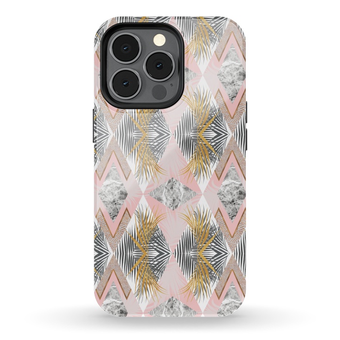 iPhone 13 pro StrongFit Marbled tropical geometric pattern II by Mmartabc