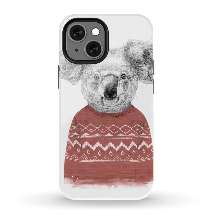 iPhone 13 mini StrongFit Winter koala (red) by Balazs Solti