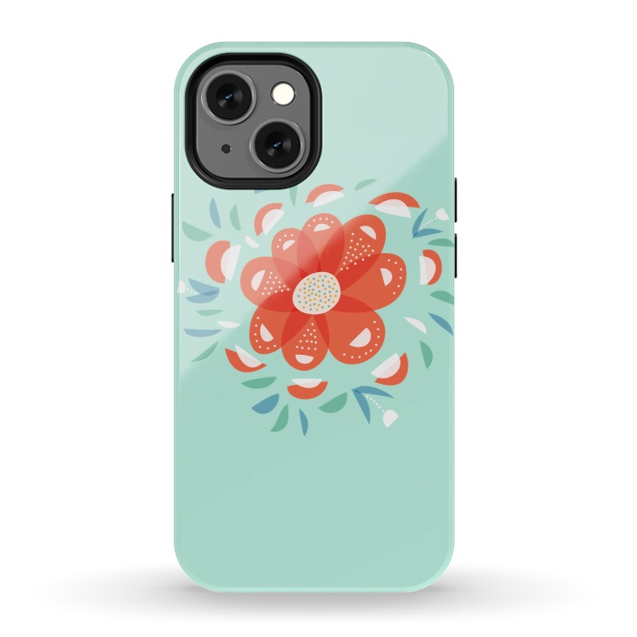 iPhone 13 mini StrongFit Whimsical Decorative Red Flower by Boriana Giormova