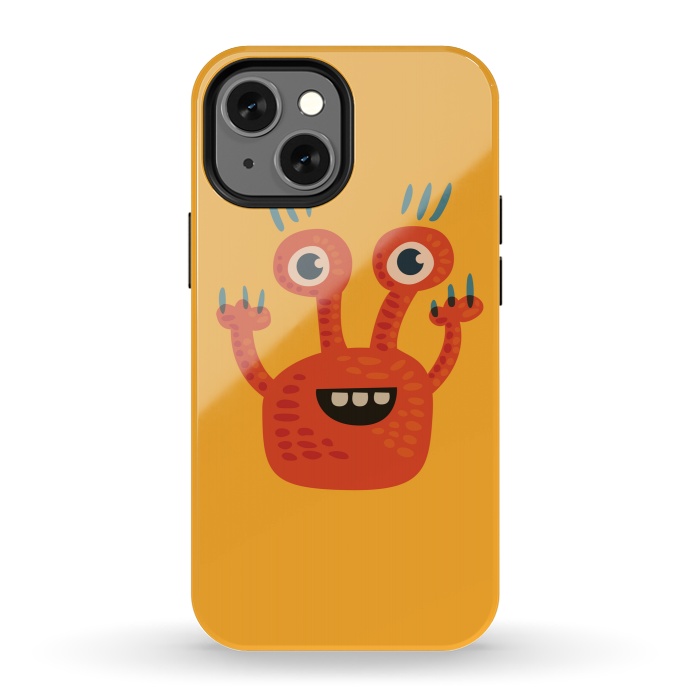 iPhone 13 mini StrongFit Funny Big Eyed Smiling Cute Monster by Boriana Giormova