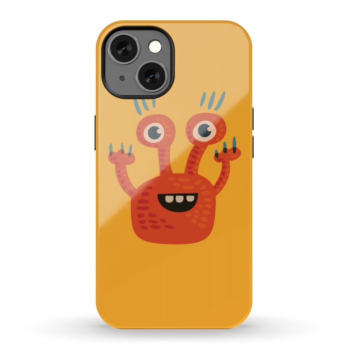 iPhone 13 StrongFit Funny Big Eyed Smiling Cute Monster by Boriana Giormova