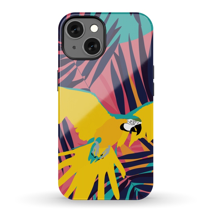 iPhone 13 StrongFit Tropical Macaw by Zoe Charlotte