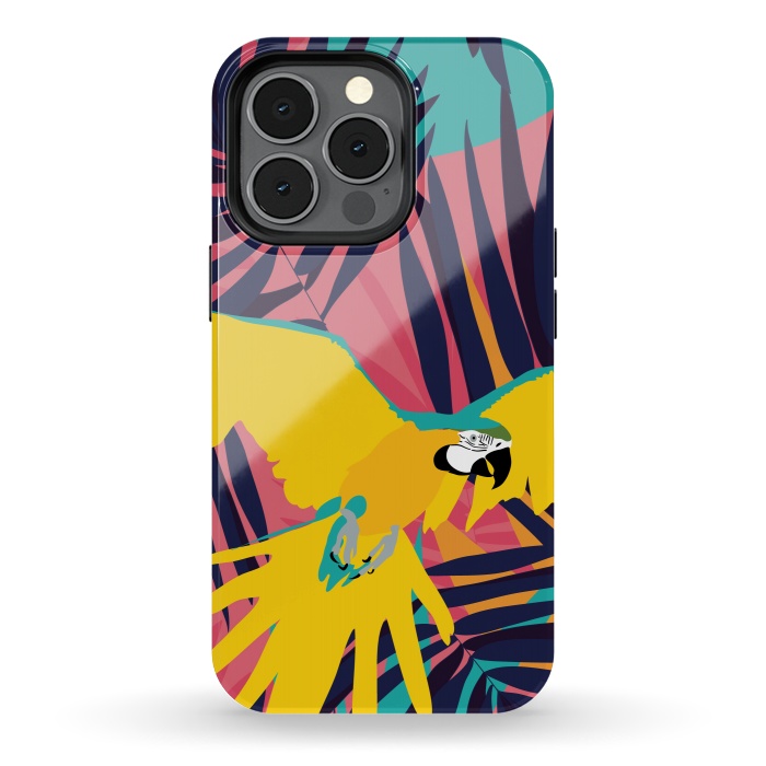 iPhone 13 pro StrongFit Tropical Macaw by Zoe Charlotte