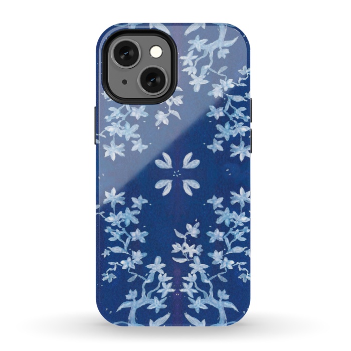 iPhone 13 mini StrongFit Indigo Floral by Zoe Charlotte
