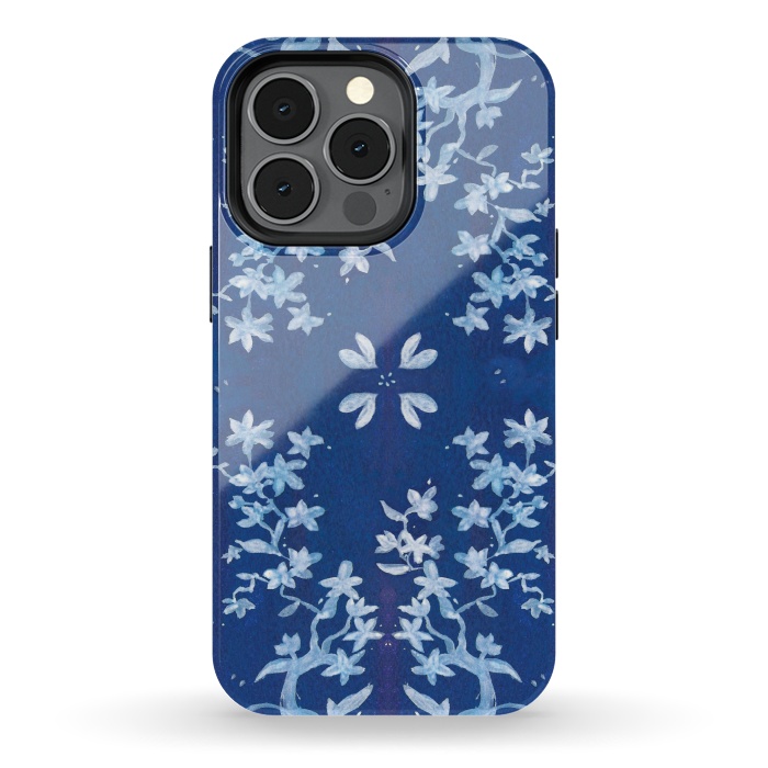 iPhone 13 pro StrongFit Indigo Floral by Zoe Charlotte