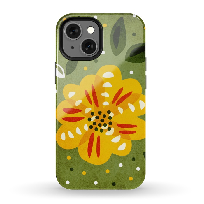 iPhone 13 mini StrongFit Abstract Yellow Spring Flower by Boriana Giormova