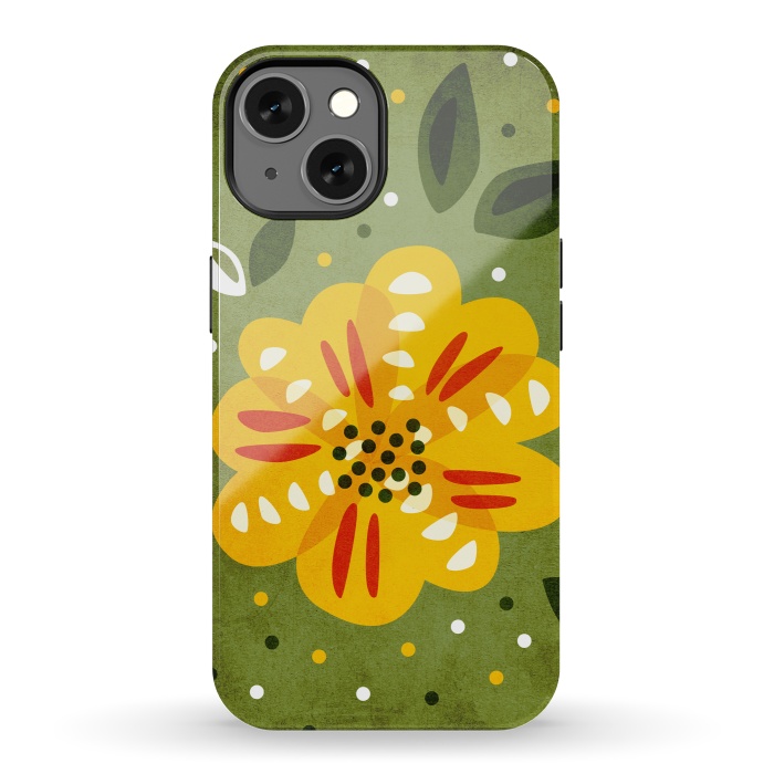 iPhone 13 StrongFit Abstract Yellow Spring Flower by Boriana Giormova