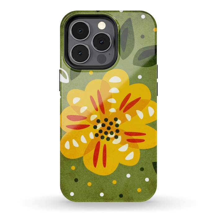 iPhone 13 pro StrongFit Abstract Yellow Spring Flower by Boriana Giormova