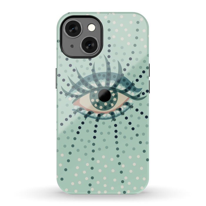 iPhone 13 StrongFit Beautiful Abstract Dotted Blue Eye by Boriana Giormova