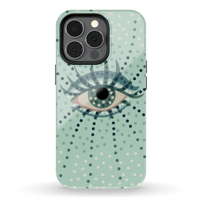 iPhone 13 pro StrongFit Beautiful Abstract Dotted Blue Eye by Boriana Giormova