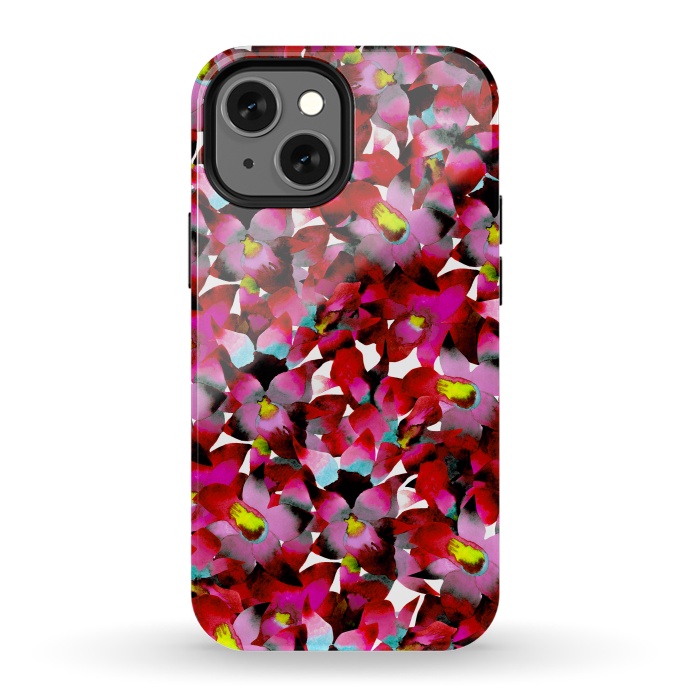 iPhone 13 mini StrongFit Red Floral by Amaya Brydon