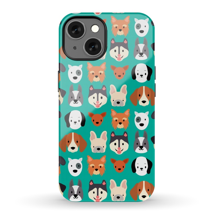 iPhone 13 StrongFit Dog faces pattern by Maria Jose Da Luz