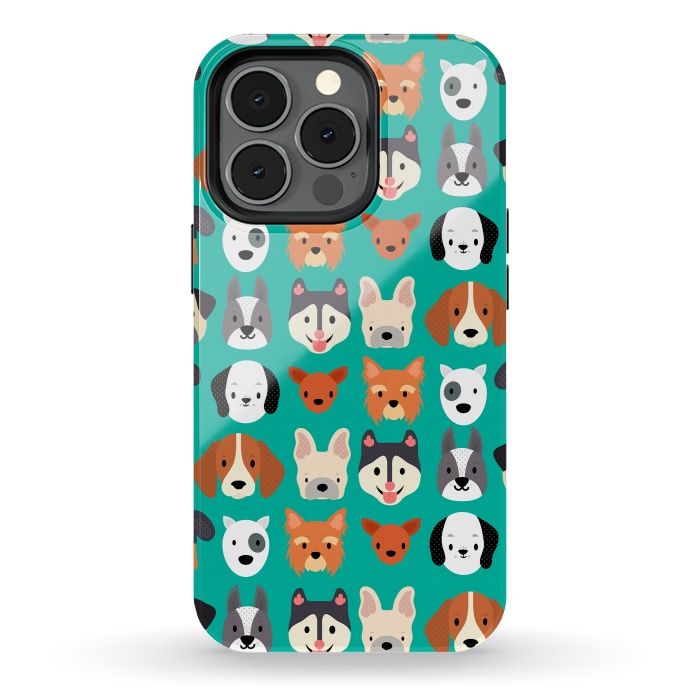 iPhone 13 pro StrongFit Dog faces pattern by Maria Jose Da Luz