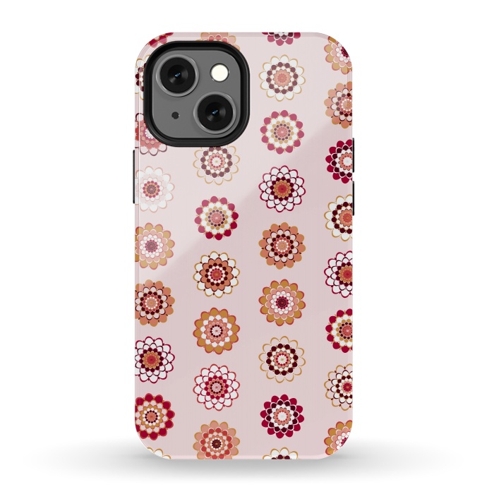 iPhone 13 mini StrongFit Polka Dot Mandala Flowers by Paula Ohreen