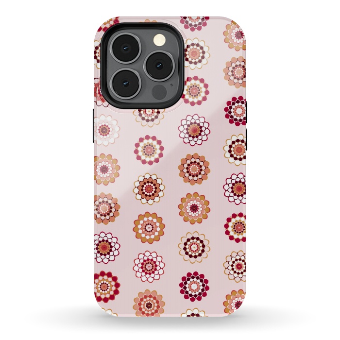 iPhone 13 pro StrongFit Polka Dot Mandala Flowers by Paula Ohreen