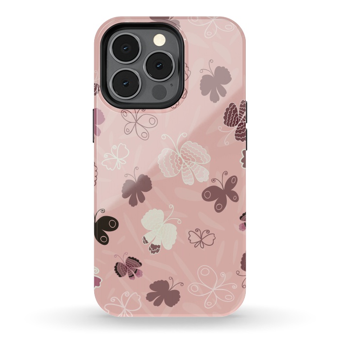 iPhone 13 pro StrongFit Pretty Butterflies on Pink by Paula Ohreen