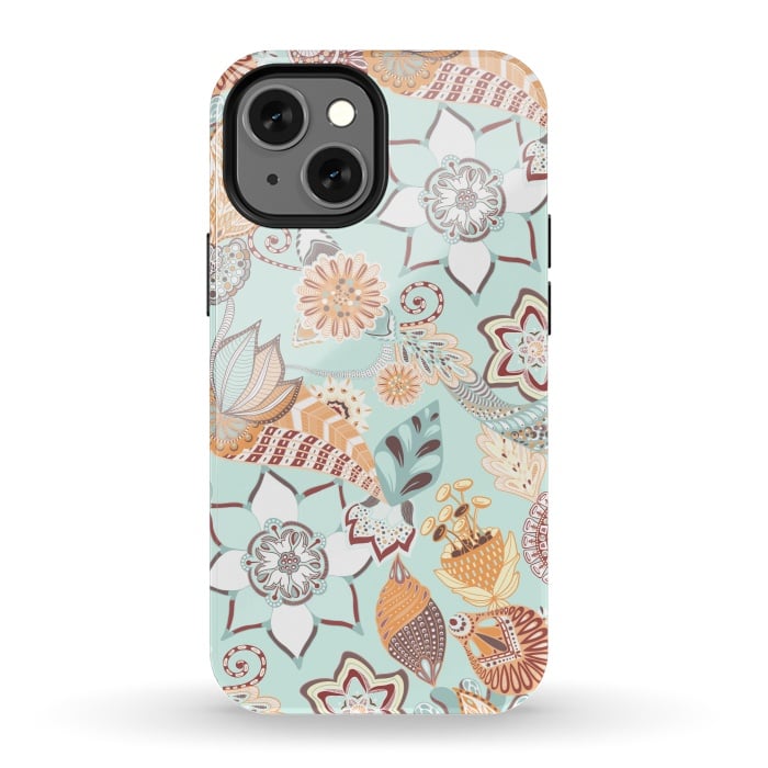 iPhone 13 mini StrongFit Zentangle Flowers by Paula Ohreen