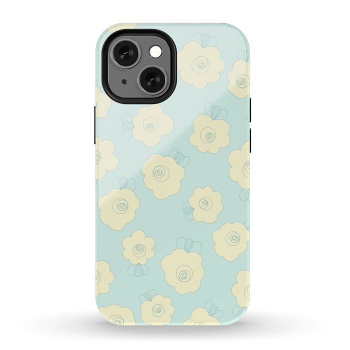 iPhone 13 mini StrongFit Blue Fluffy Flowers by Paula Ohreen