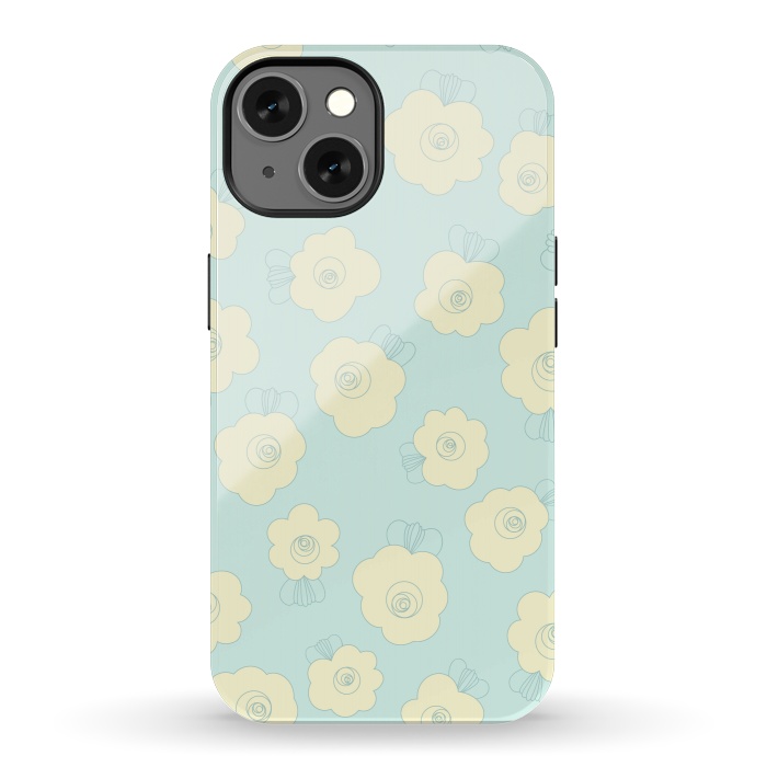 iPhone 13 StrongFit Blue Fluffy Flowers by Paula Ohreen