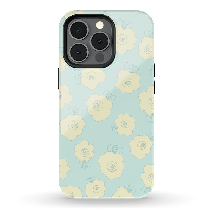 iPhone 13 pro StrongFit Blue Fluffy Flowers by Paula Ohreen