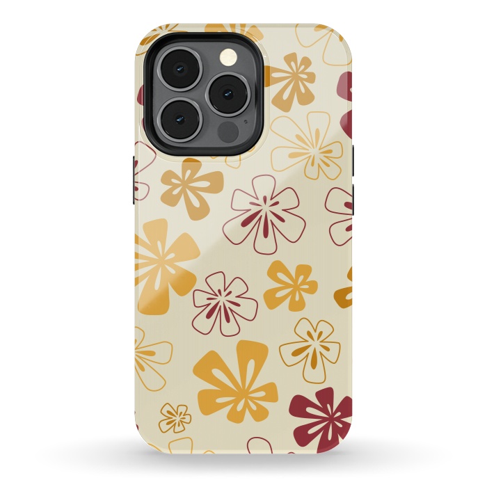 iPhone 13 pro StrongFit Gold Funky Flowers by Paula Ohreen