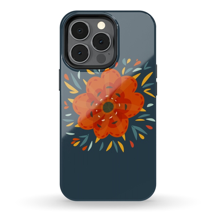 iPhone 13 pro StrongFit Decorative Whimsical Orange Flower by Boriana Giormova