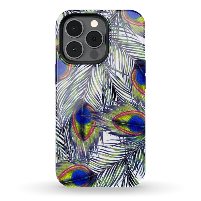iPhone 13 pro StrongFit Peacock Feathers Pattern by ECMazur 