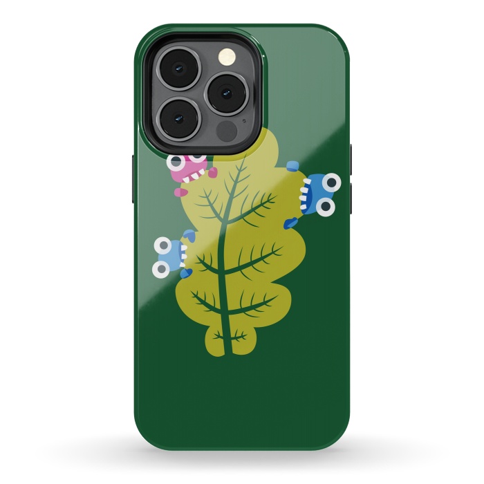 iPhone 13 pro StrongFit Cute Cartoon Bugs Eat Green Leaf by Boriana Giormova