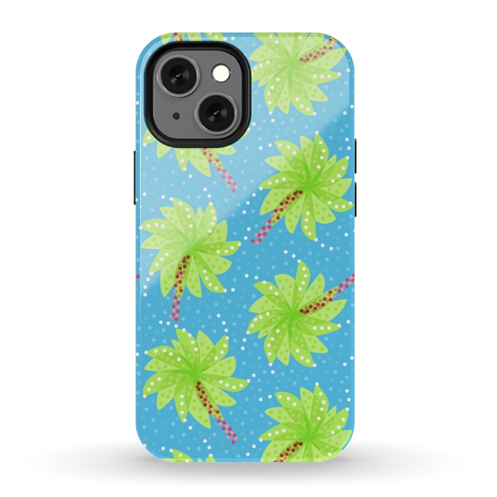 iPhone 13 mini StrongFit Abstract Flower-like Palm Trees Pattern by Boriana Giormova