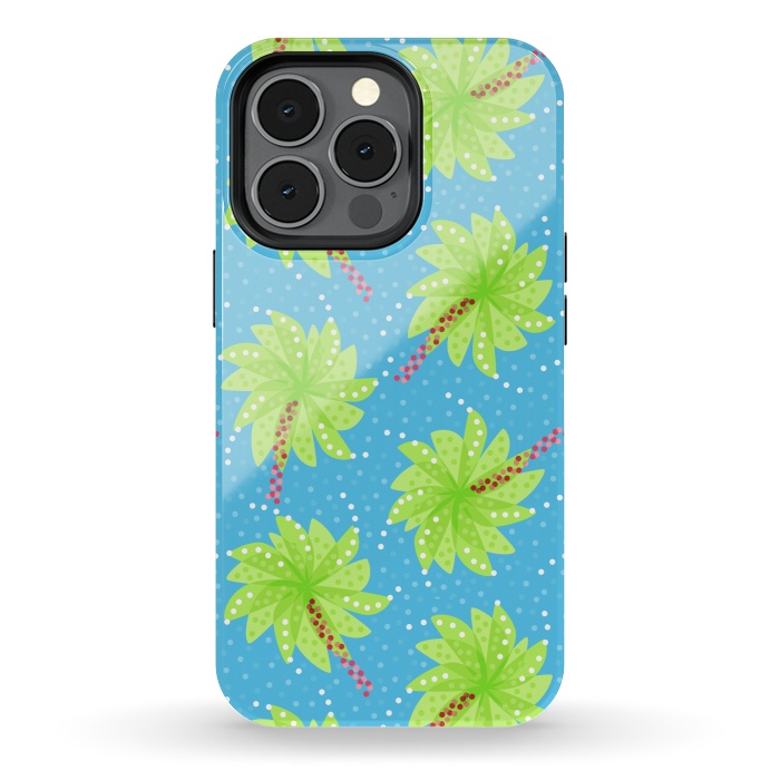 iPhone 13 pro StrongFit Abstract Flower-like Palm Trees Pattern by Boriana Giormova