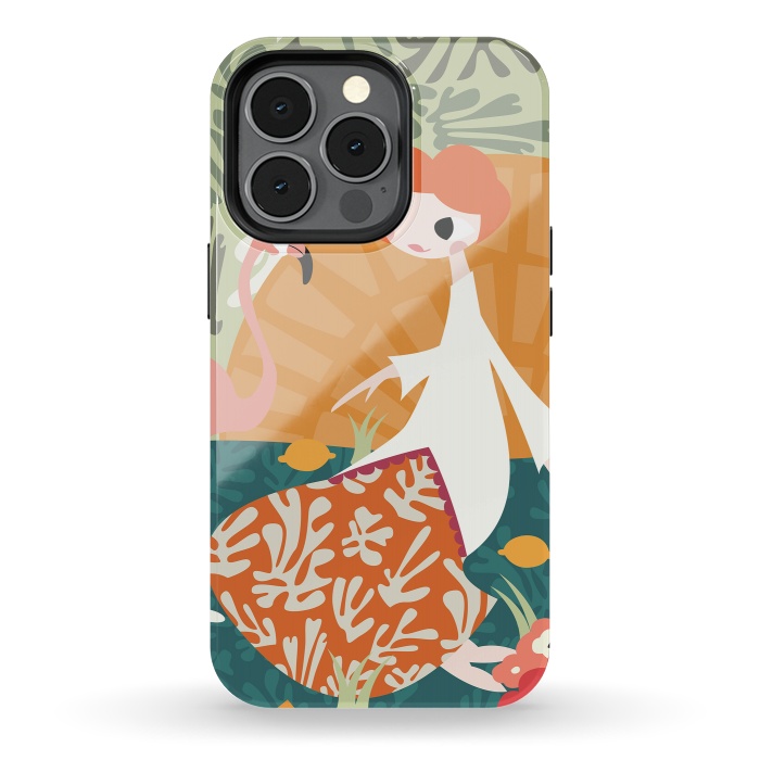 iPhone 13 pro StrongFit Girl and Flamingo 001 by Jelena Obradovic