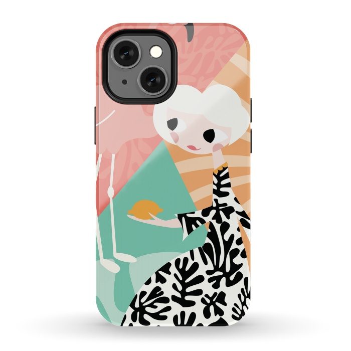 iPhone 13 mini StrongFit Girl and flamingo 003 by Jelena Obradovic