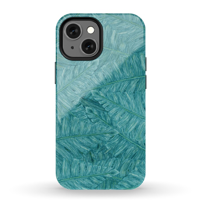 iPhone 13 mini StrongFit Tropical Leaves by Ranggasme