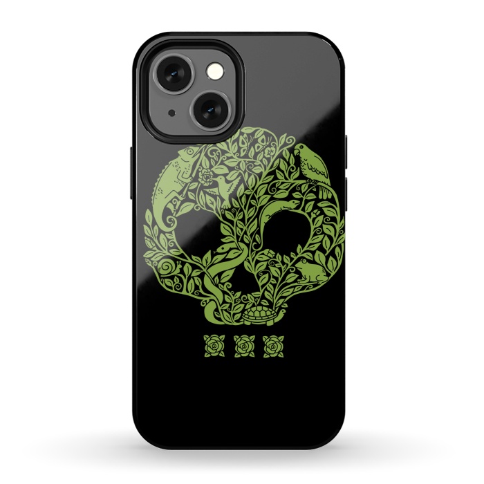 iPhone 13 mini StrongFit Green Skull by Coffee Man