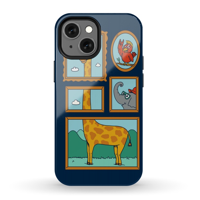 iPhone 13 mini StrongFit Portrait of Animals Blue by Coffee Man
