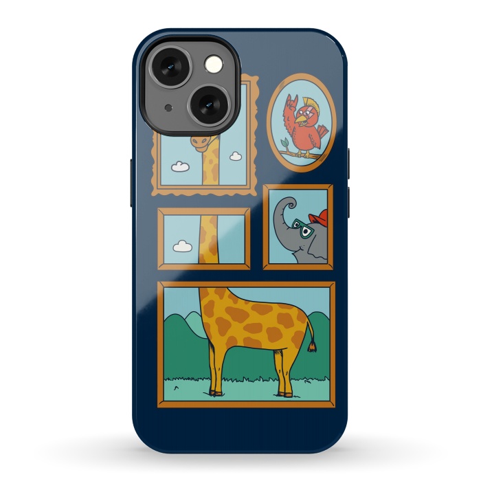 iPhone 13 StrongFit Portrait of Animals Blue by Coffee Man