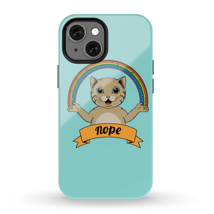 iPhone 13 mini StrongFit Cat Nope by Coffee Man