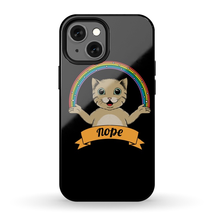 iPhone 13 mini StrongFit Cat nope Black by Coffee Man