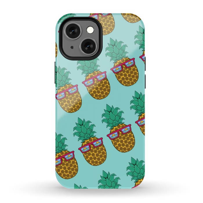 iPhone 13 mini StrongFit Floral Pineapple pattern by Coffee Man