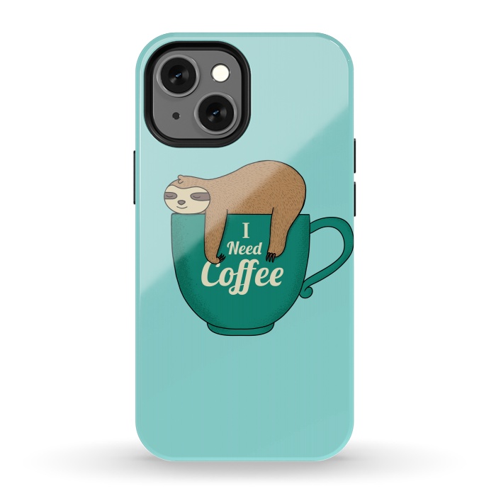 iPhone 13 mini StrongFit I need Coffee green by Coffee Man
